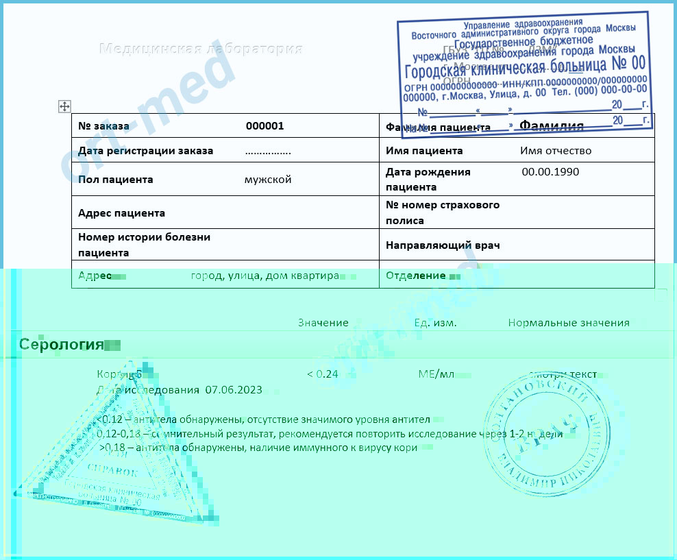 Купить справку о прививке от кори в Красногорске официально
